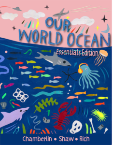 Colorful, creature-filled, art cover of Our World Ocean