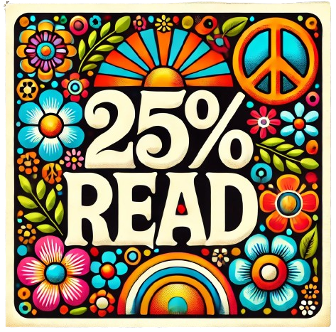 A sixties-style sign that says "25% Read."